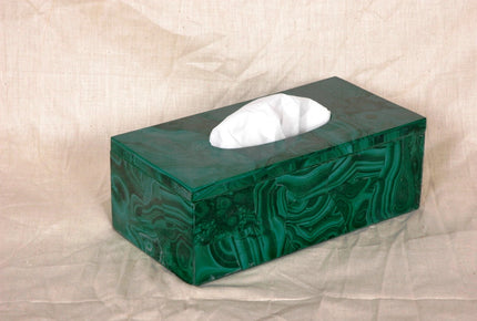 Tissue Paper Holder , Malachite Stone 