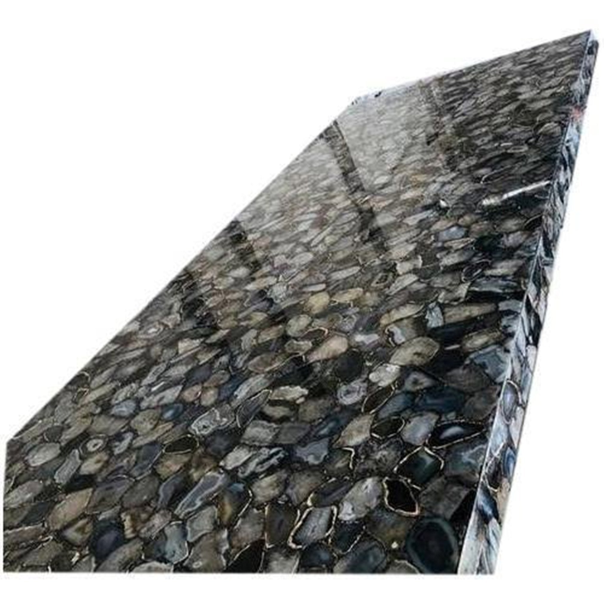 Rectangle Resin Dining Table Top Black Agate Restaurant Table with Luxurious Look