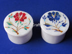 Set of 2 Piece Round Marble Box / Multi Purpose Box / Salt Box for Dining Table Decor / Marble Ring Box for Engagememt / Pill Box with Elegant Look / 2.5 Inches Accessories Box