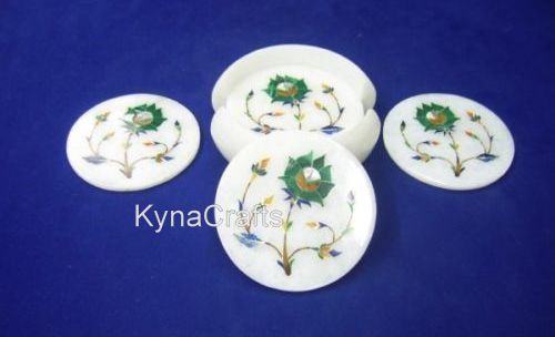 Gemstone Coaster Set , Floral Art Coaster Set 