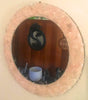 Rose Quartz Mirror , Handmade Glass 