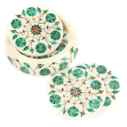 Tea Coaster Set , Malachite Coaster Set 