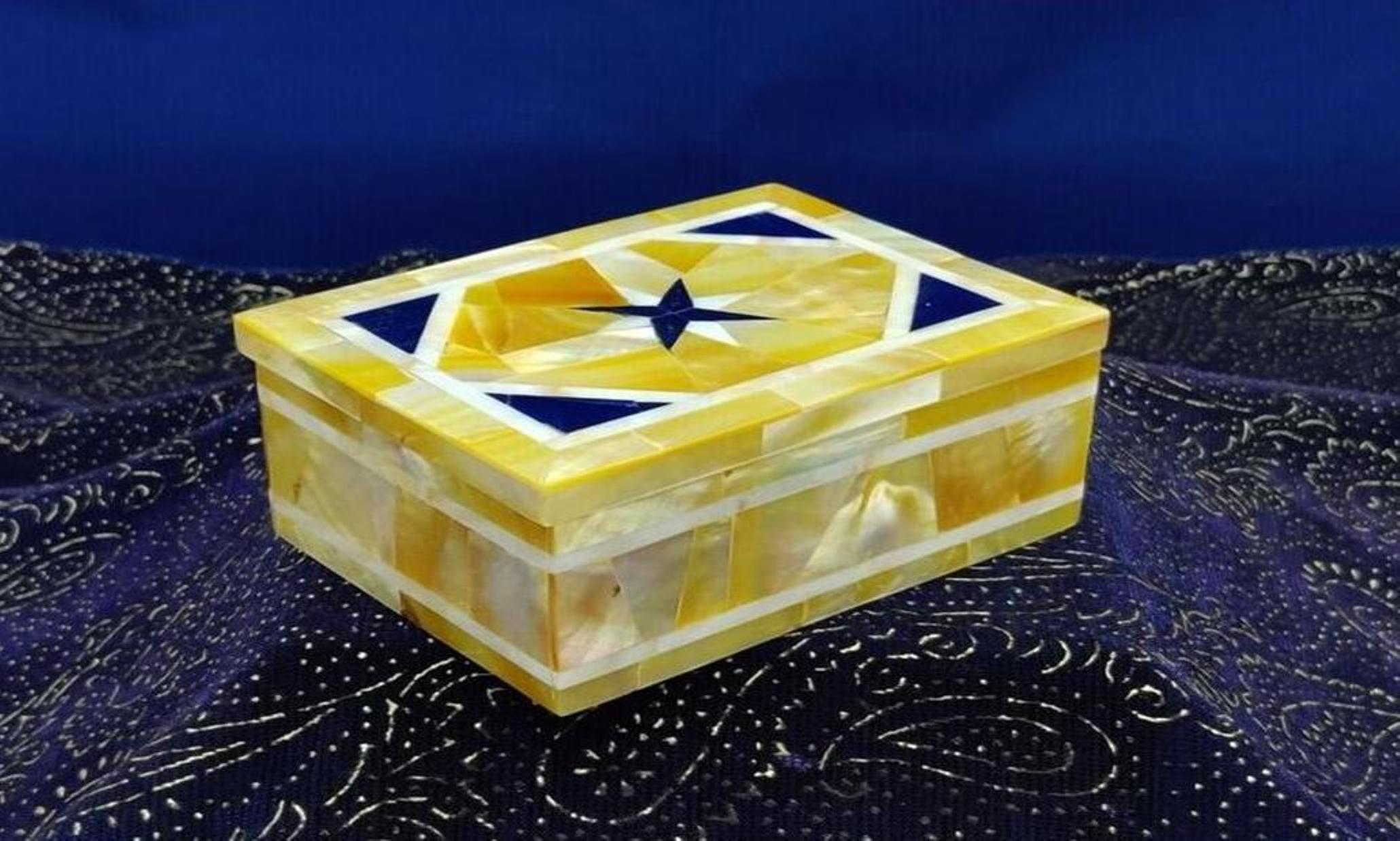 Yellow MOP Box , Marble Trinket Box 