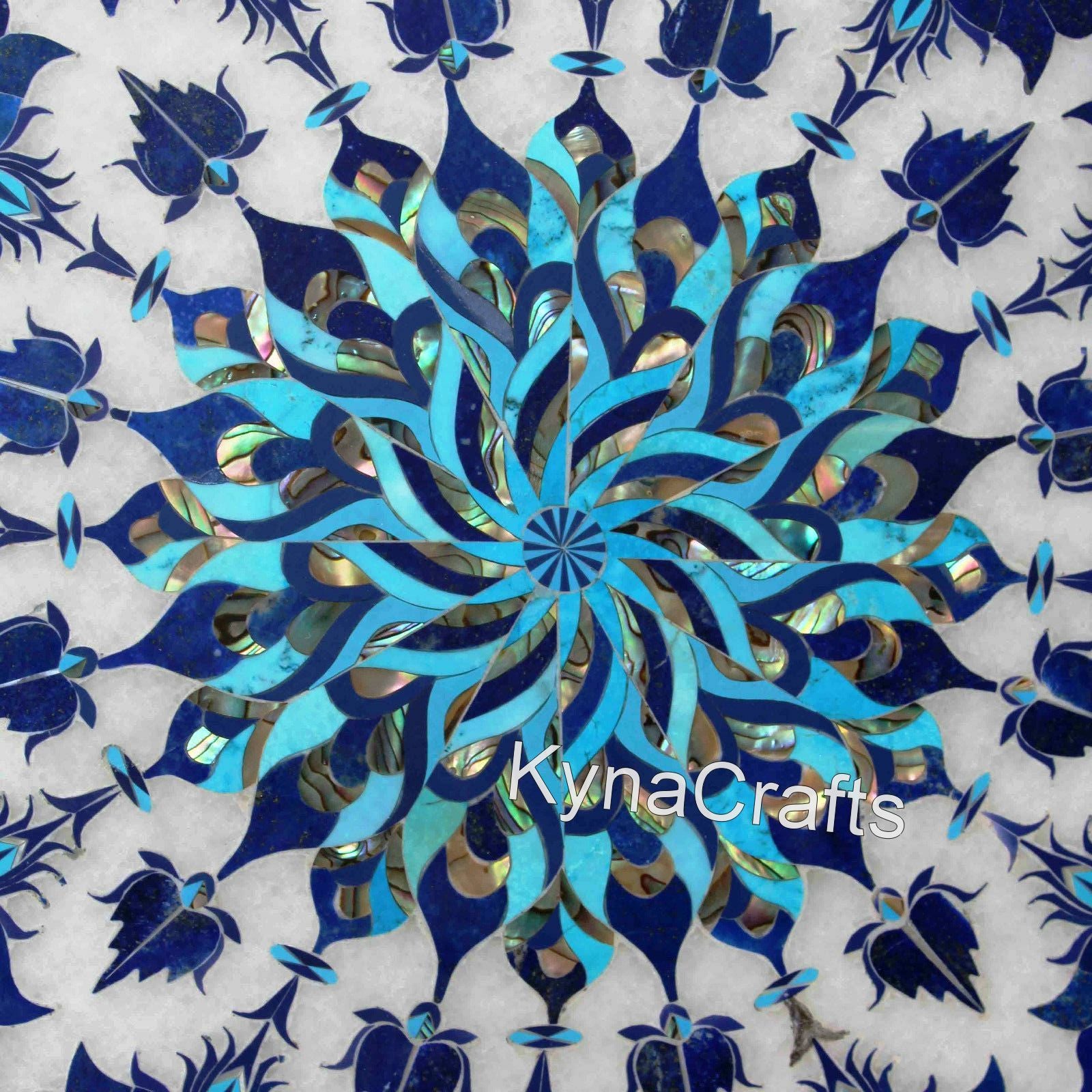 Marble Inlay Table Top, Turquoise Table Top