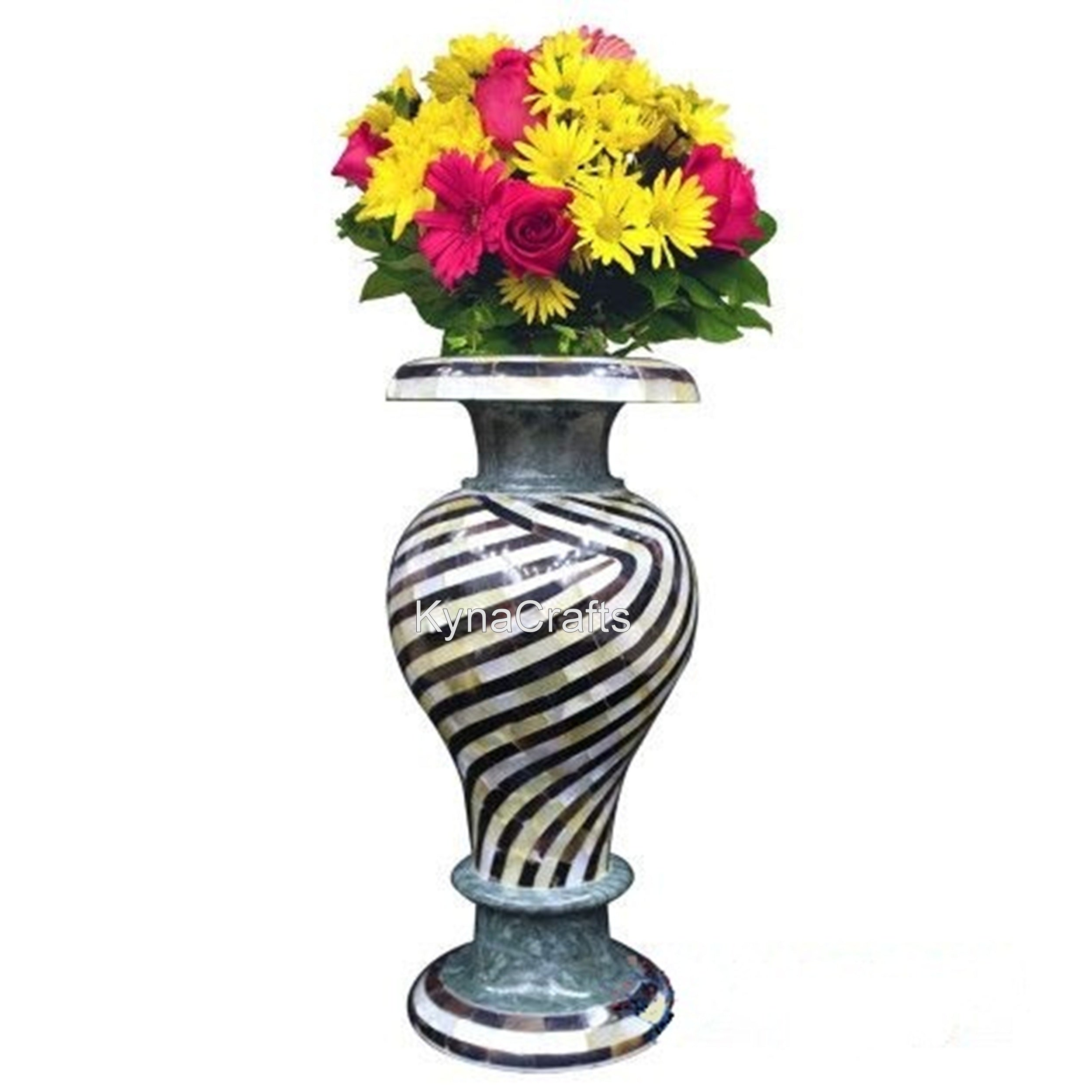 Green Marble Flower Pot , Random Work Pot 