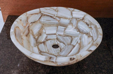 Agate Table Mounted Sink , Natural Agate Sink 