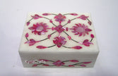 4 x 3 Inches Rectangle Marble Decorative Box Pink Mother of Pearl Inlay Work Necklace Box for Her