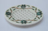 Oval Shape White Marble Soap Dish Stylish Look Malachite Stone Inlay Work Nail Clipper for Dressing Table Decor 4.5 x 3.5 Inches