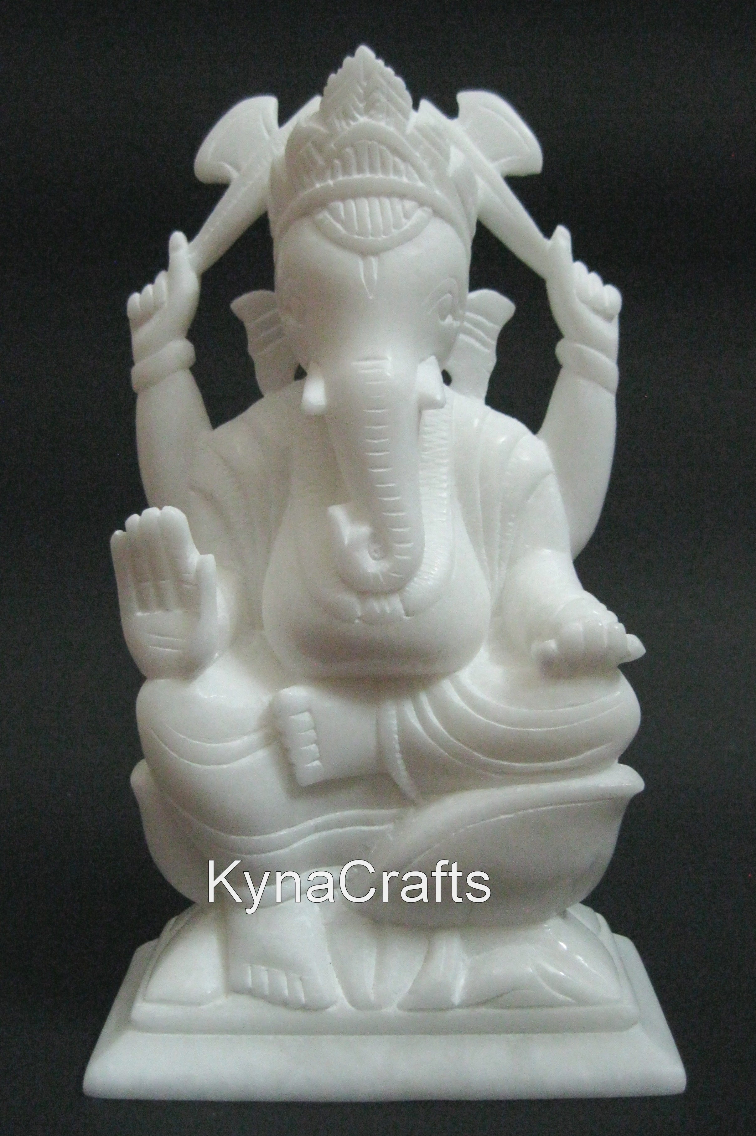 White Marble Ganesha Statue /  Mandir Decor Ganesha Idol / Gift-able Statue for Housewarming / 9 Inches Ganesha Marble Statue / Intricate Work Ganpati Sculpture