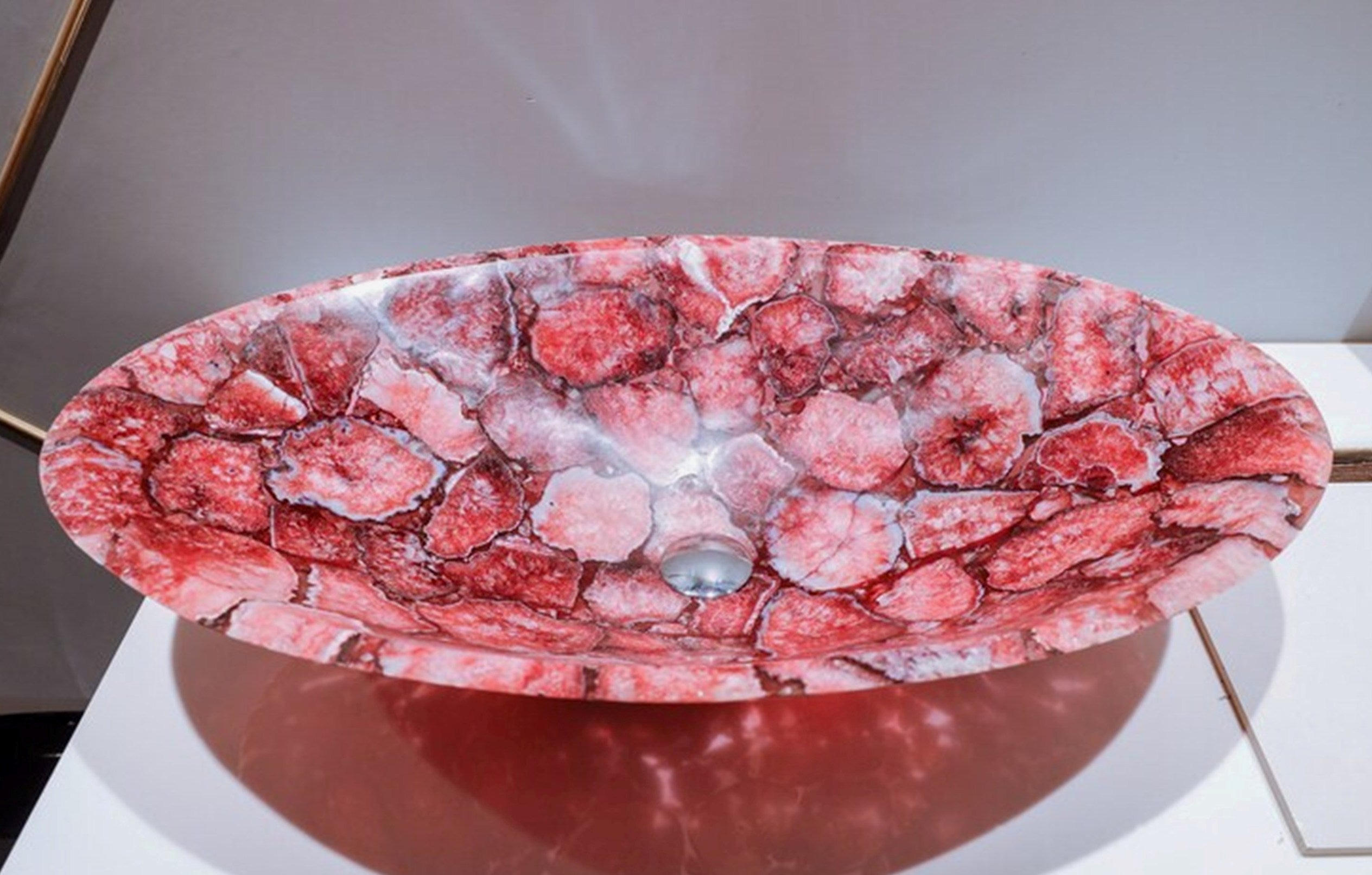 Hand Wash Bowl , Natural Agate Sink, Epoxy Vessel