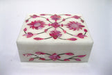 4 x 3 Inches Rectangle Marble Decorative Box Pink Mother of Pearl Inlay Work Necklace Box for Her