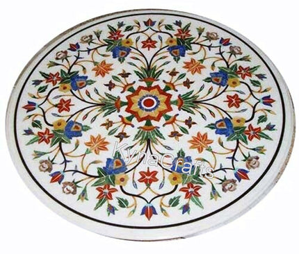 Dining Table Top, Round Table Top, Marble Inlay Table Top