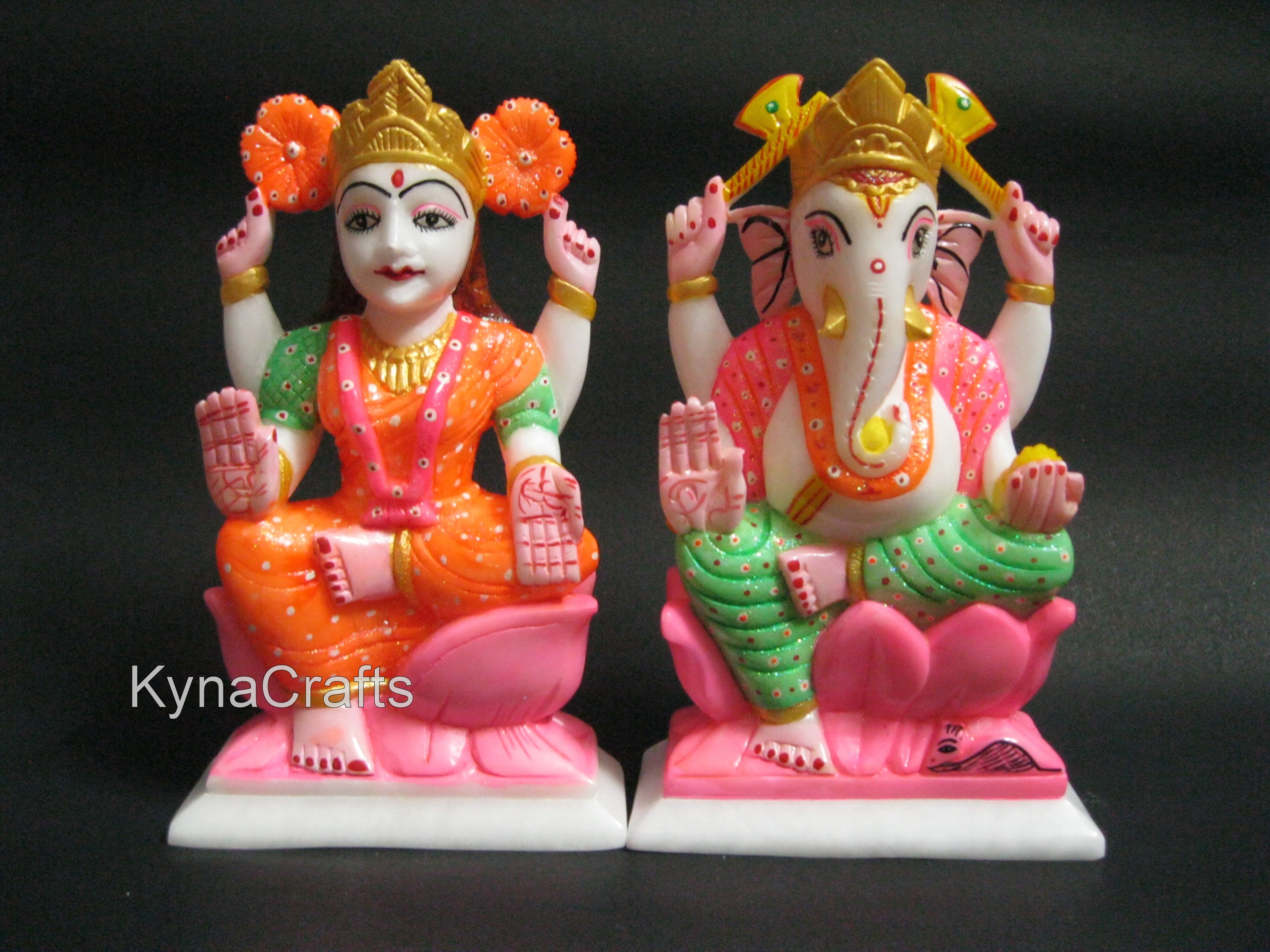 Maa Laxmi JI and Ganesh Ji Statue / 9 Inches Intricate Work Sculpture / Housewarming Gift / Home Temple Decor Laxmi and Ganesh Statue