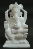 11 Inches White Marble Ganesha Statue / Decorative Statue for Bedroom / God of Prosperity for Office / Hindu Gods Statue / Handmade Ganesha Ji Idol