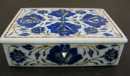 7 x 5 Inches Marble Jewelry Box Lapis Lazuli Stone Inlay Work Bangle Box for Anniversary Gift