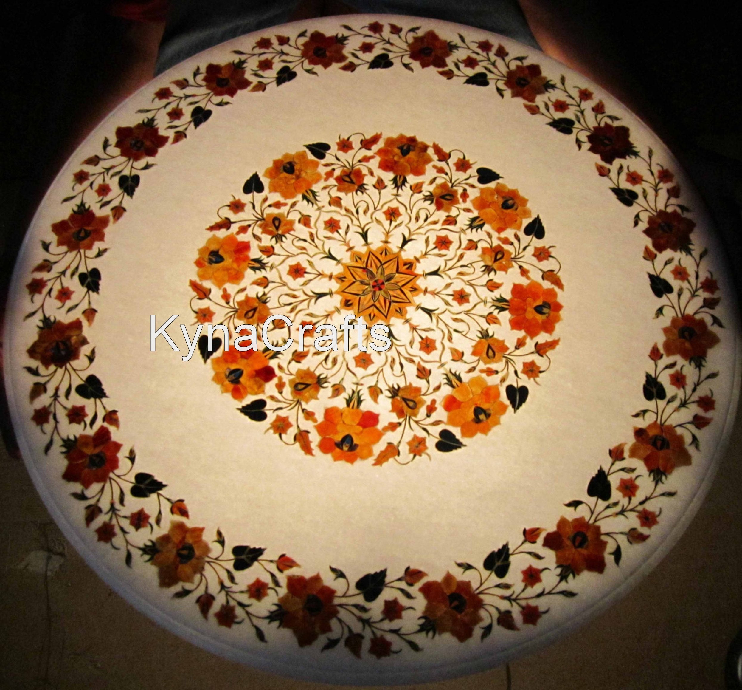 Floral Table Top, Corner Table Top, White Table Top