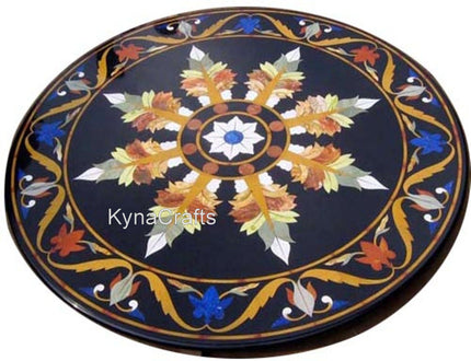 Round Table Top, Black Table Top, Gemstone Table Top