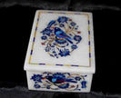 White Marble Box , Inlaid Work Box 