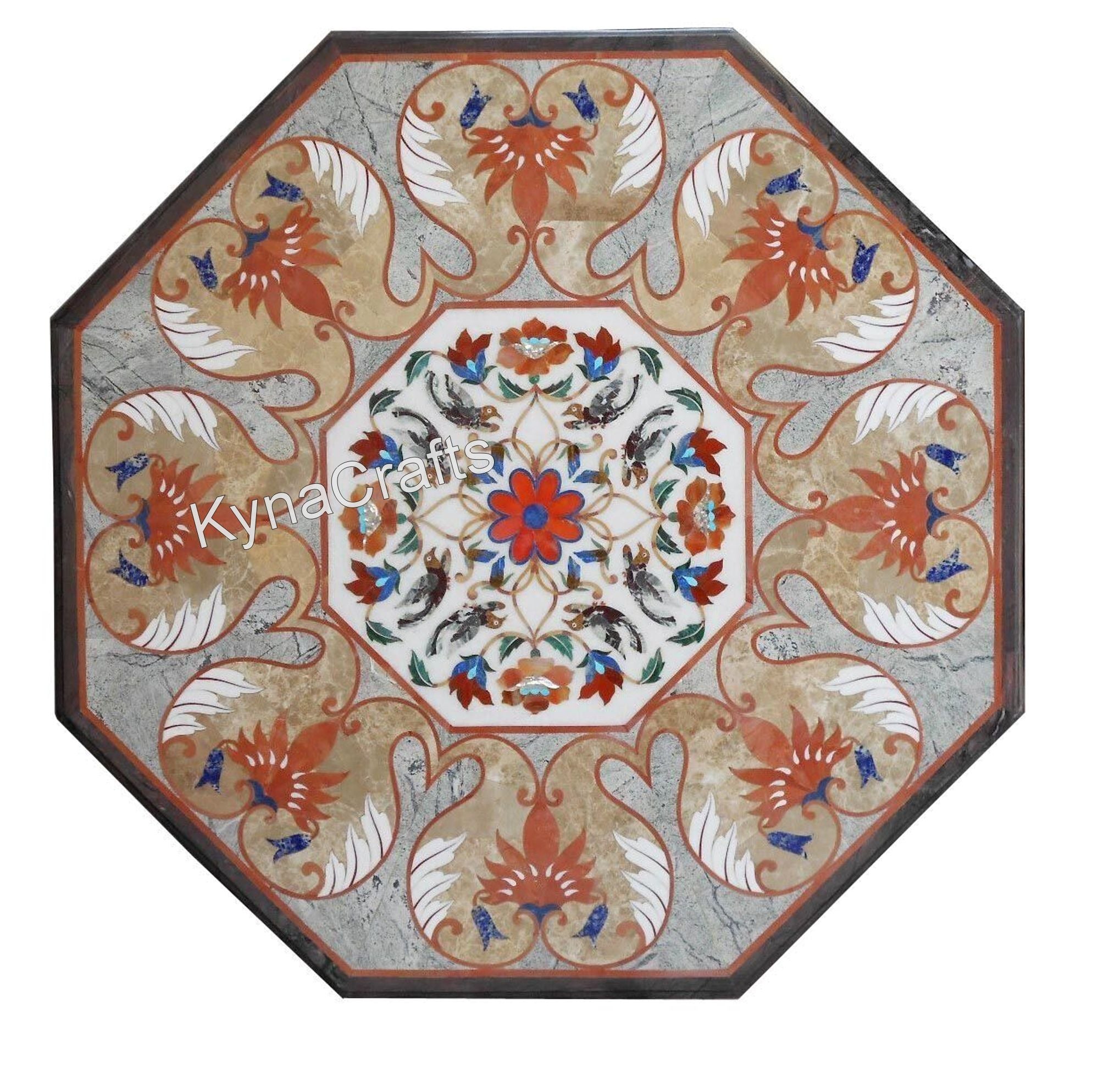 Pietra Dura Table Top, Octagon Table Top, Inlaid Table Top