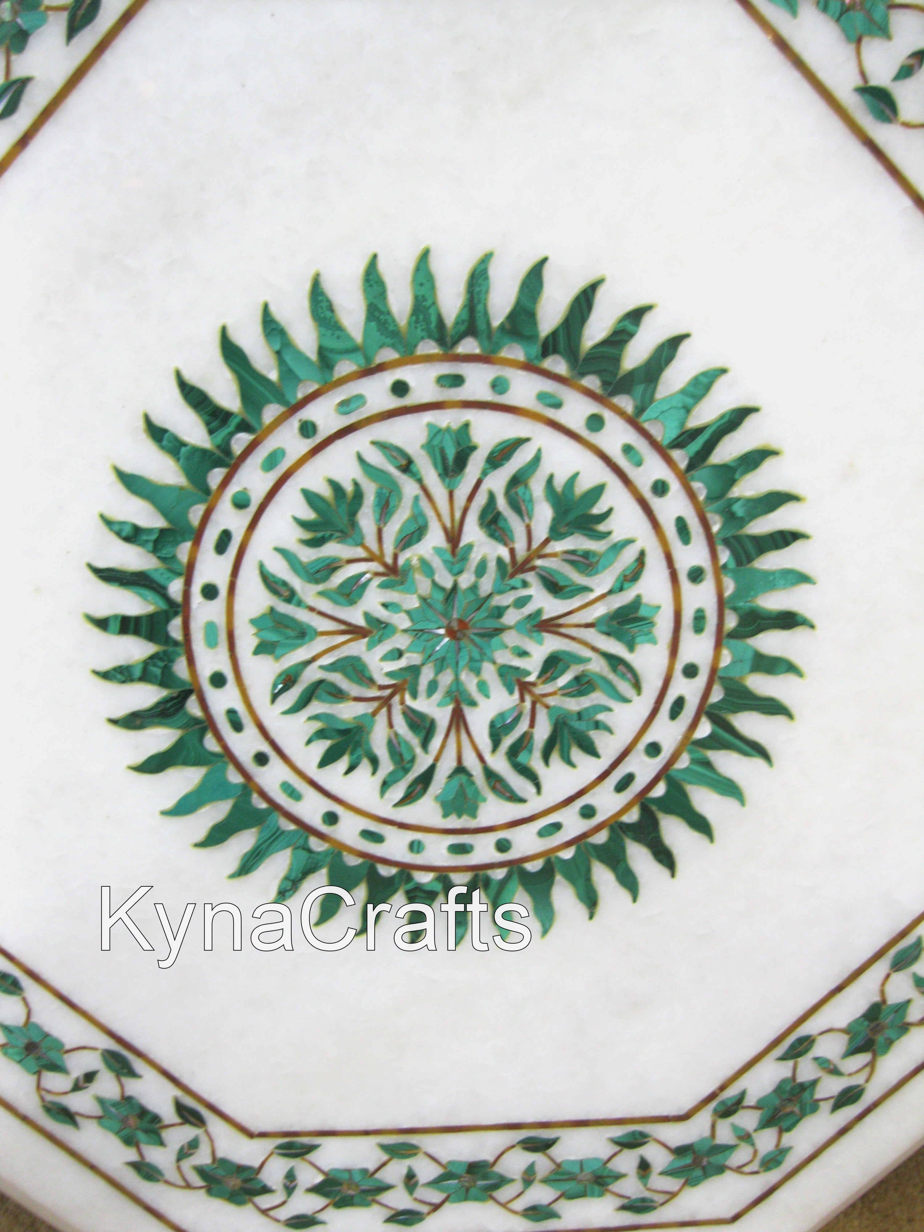 Malachite Table Top, Antique Design Table Top, White Table Top 