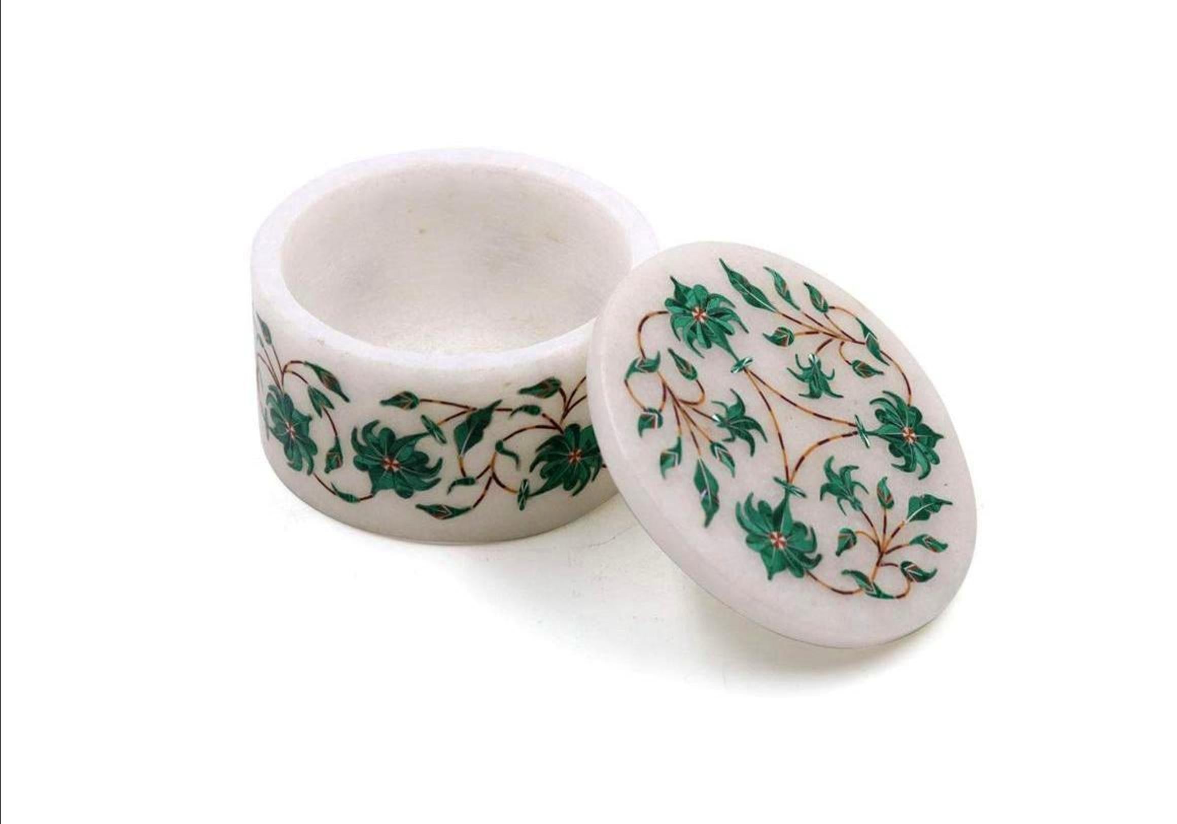 Round Marble Box , Malachite Stone Box 