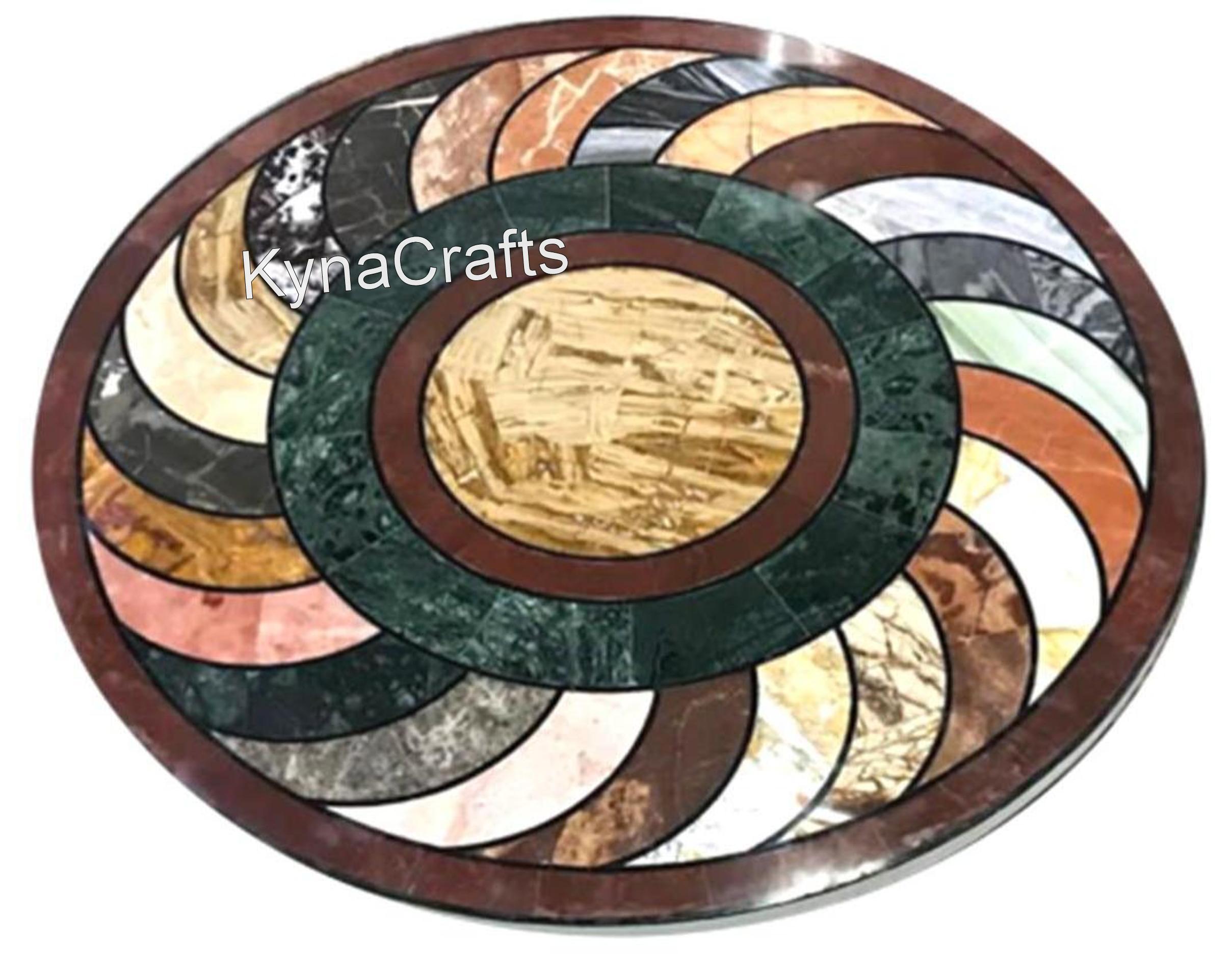 Dining Table Top, Marble Inlaid Tabe Top, Malachite Table Top