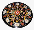 Round Table Top, Black Table Top, Marble Inlay Table Top