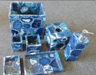 Blue Agate Handkerchief Box , Home Decor Accent 