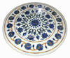 Lapis Lazuli Stone Center Table Top with Inlay Work Round Shape Marble Coffee Table Top for Hotel Area