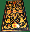 Floral Art Table Top, Dining Table Top, Black Table Top