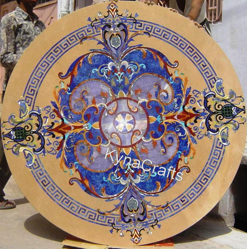 Antique Design Table Top, Marquetry Art Table Top, Inlaid Table Top