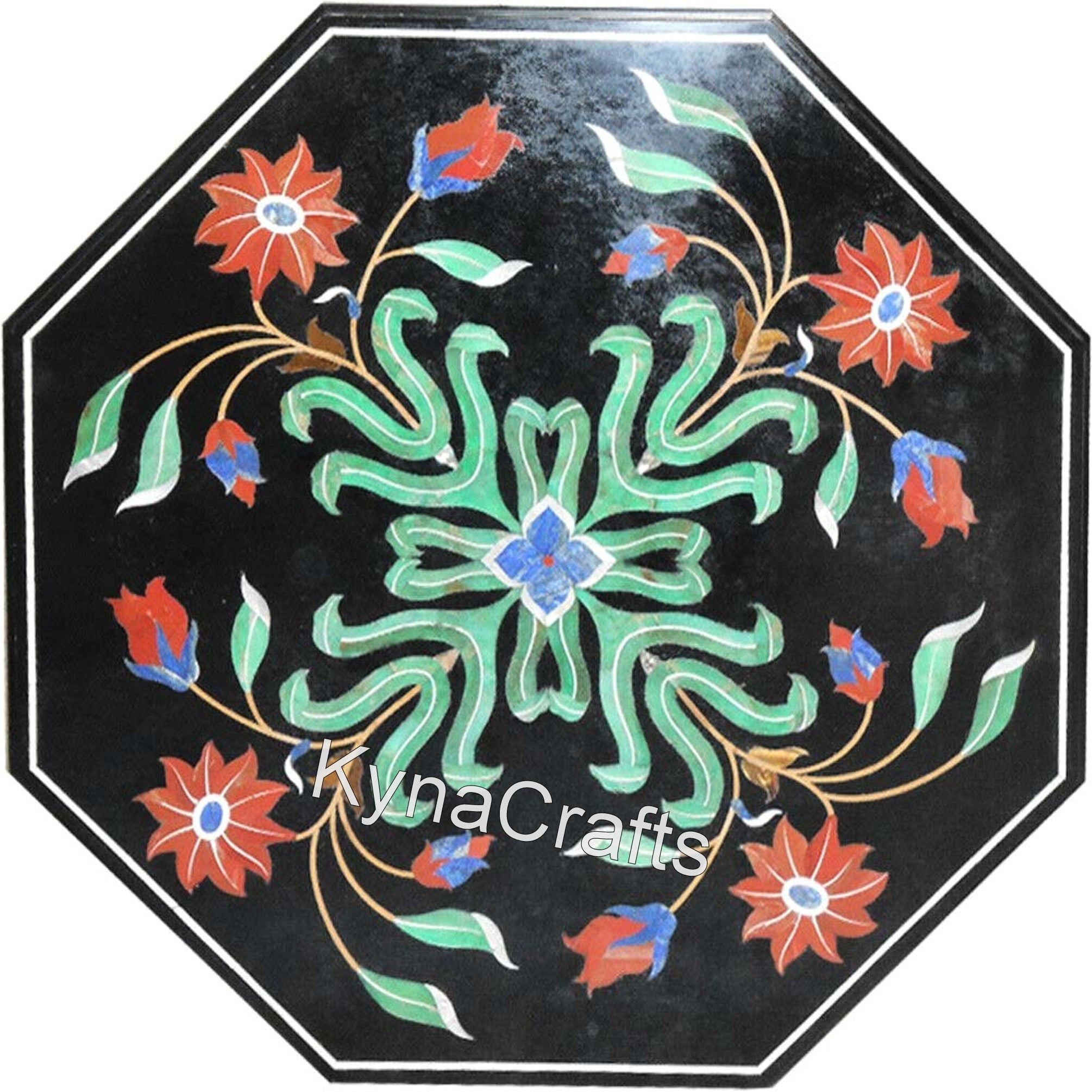 Marble Inlay Table Top, Malachite Table Top