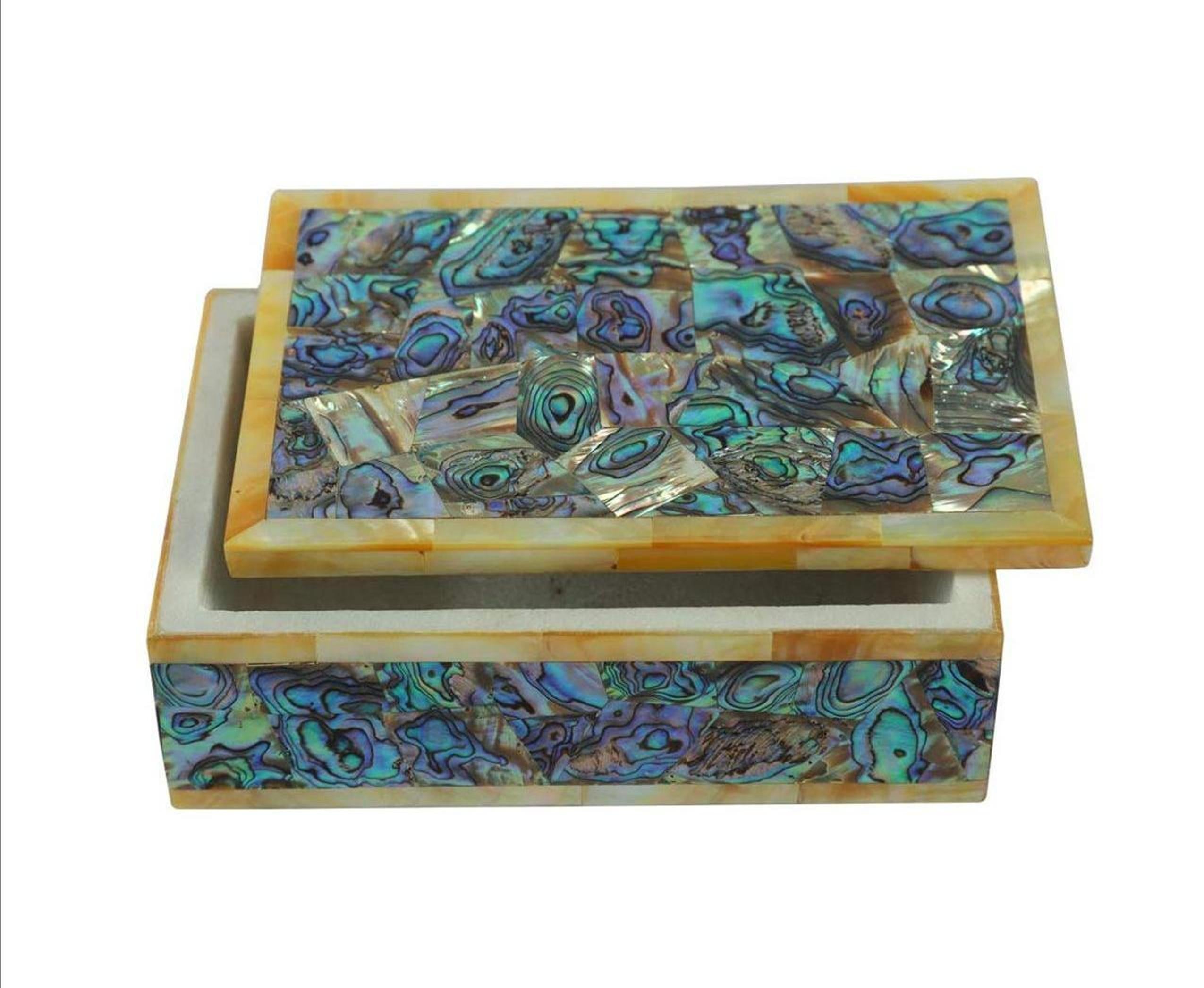 Marble Trinket Box , Abalone Shell Cuff Link Box 