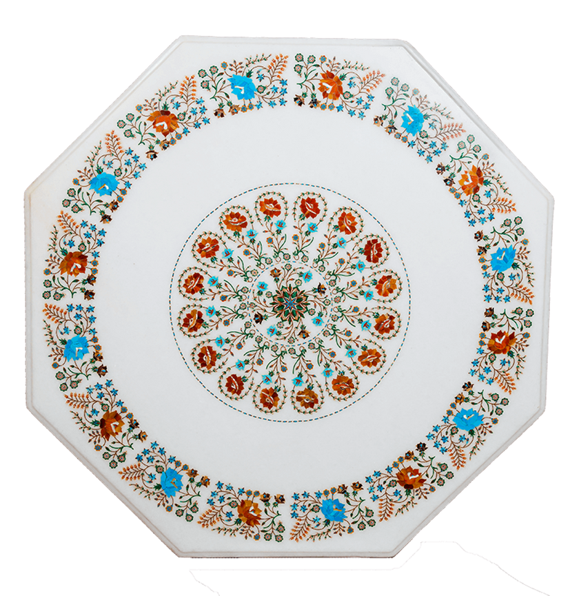 Floral Art Table Top, Carnelian Table Top, Turquoise Table Top