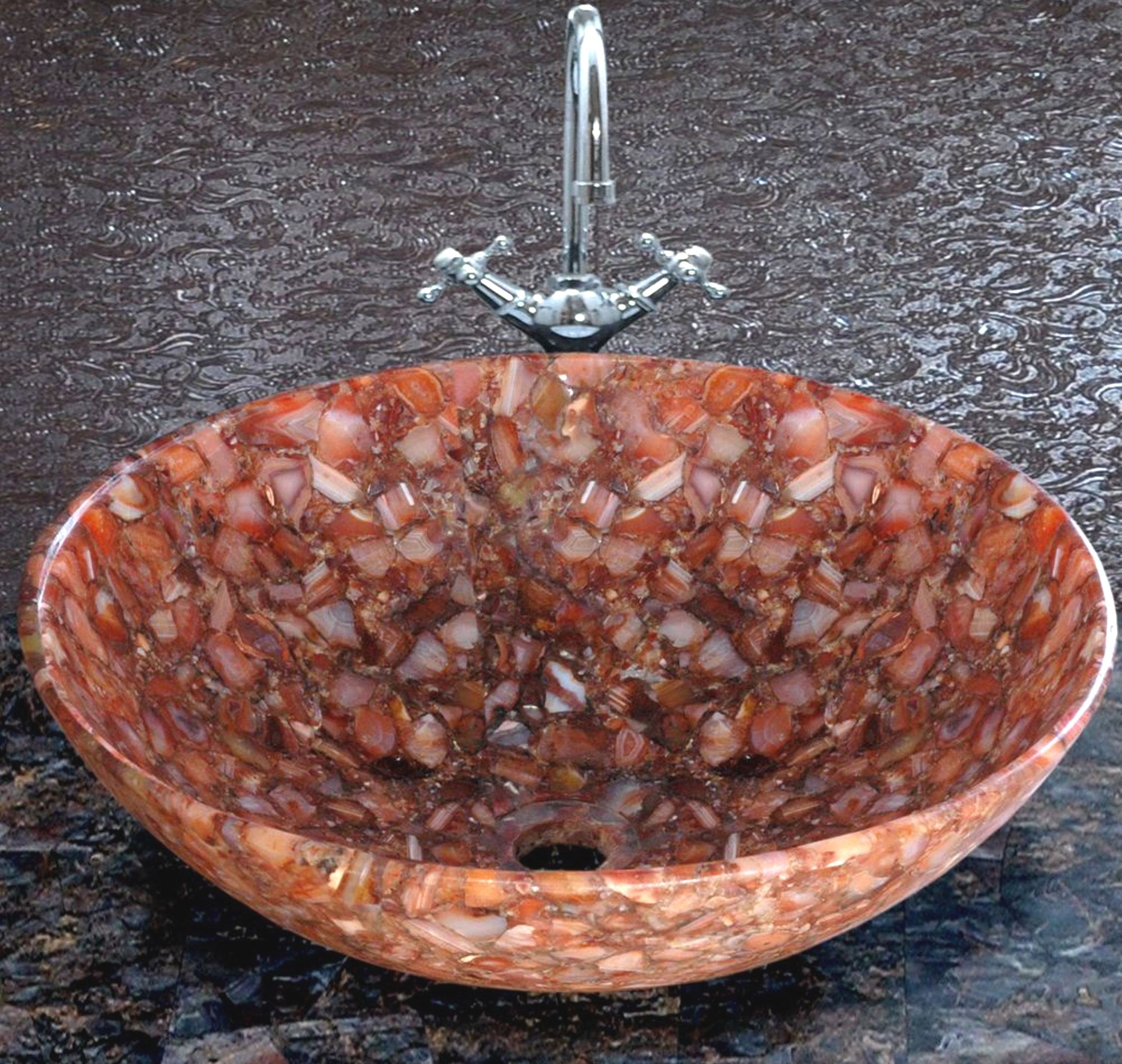 Red Onyx Powder Room Sink , Red Onyx Table Mounnted Sink 