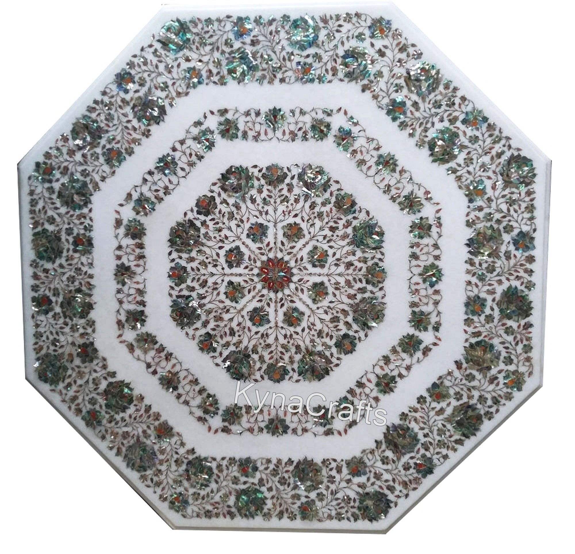 Octagon Table Top, Abalone Shell Table Top, White Table Top