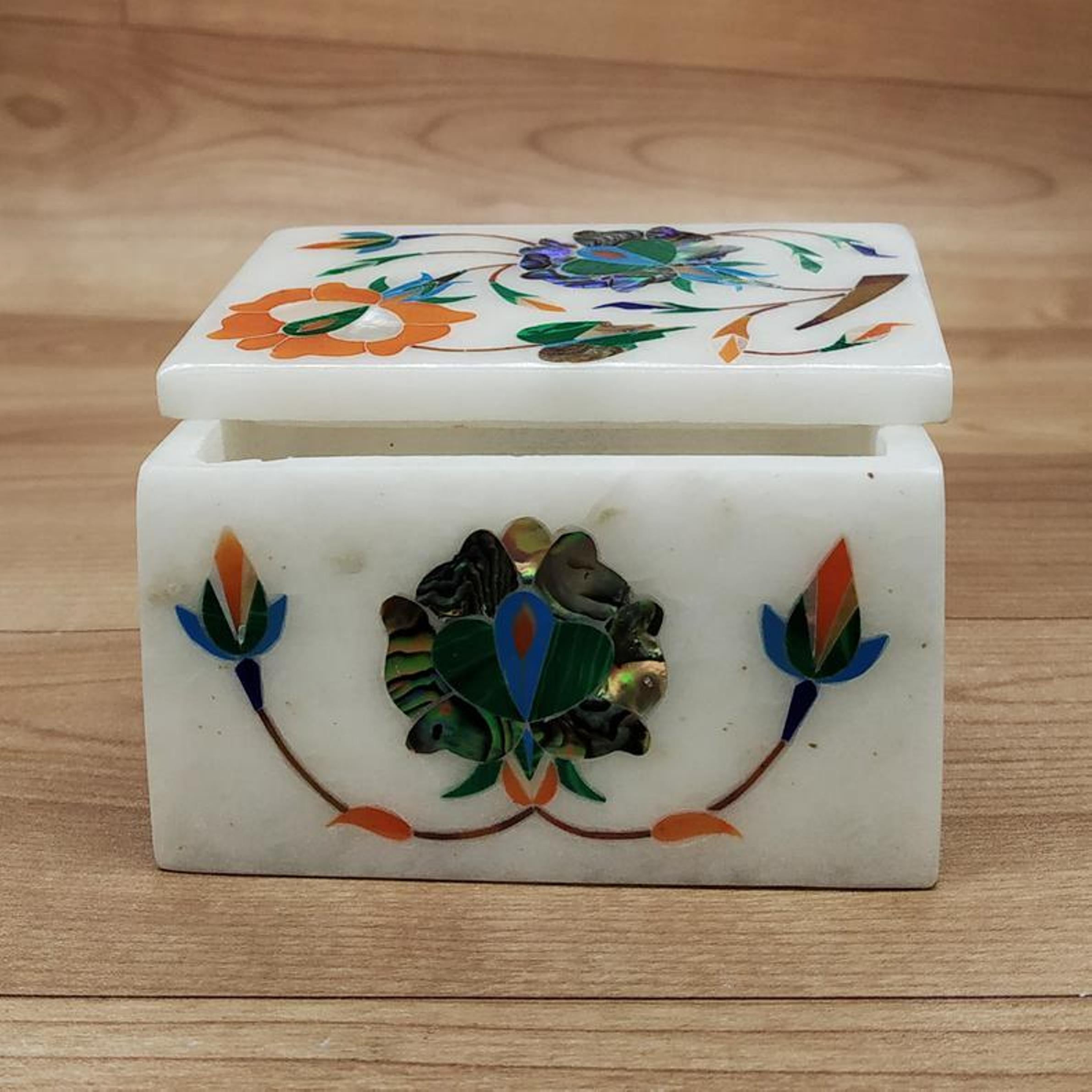 Stone Ring Box , Marble Lidded Box 