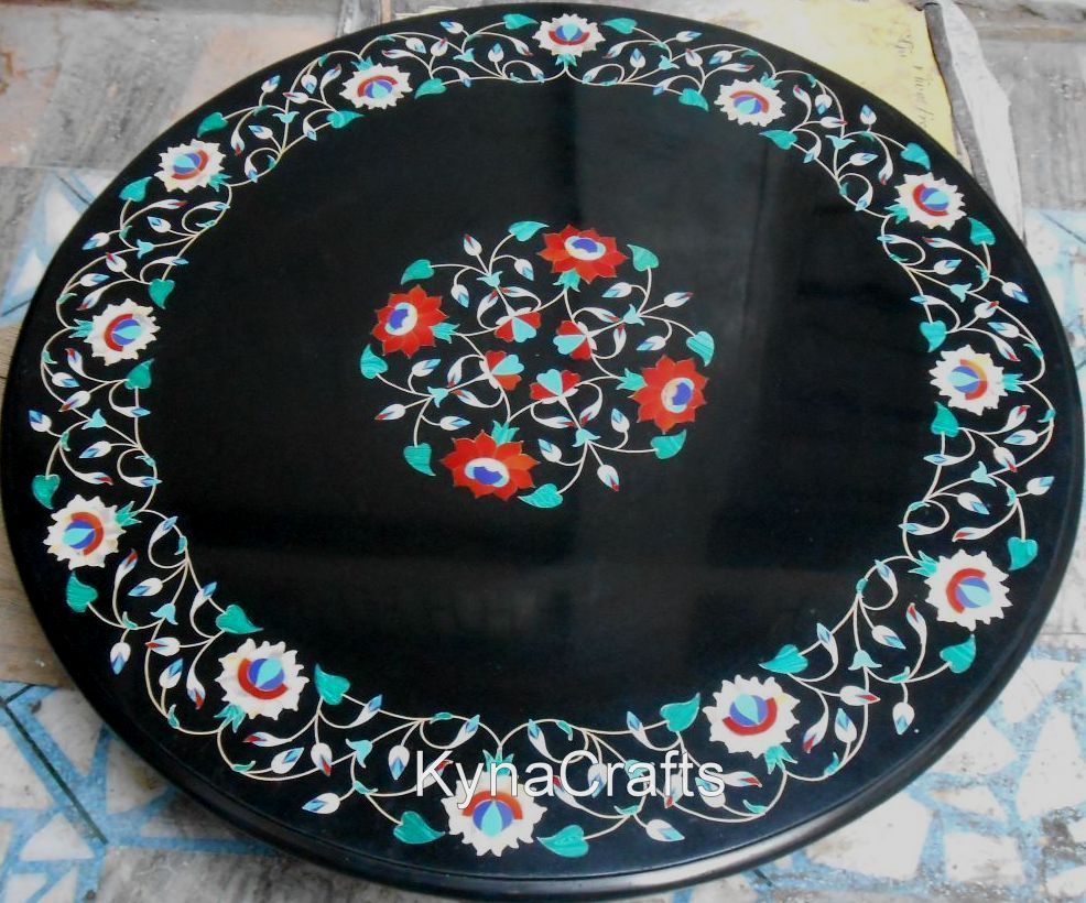 Black Marble Table Top, Turquoise Table Top 