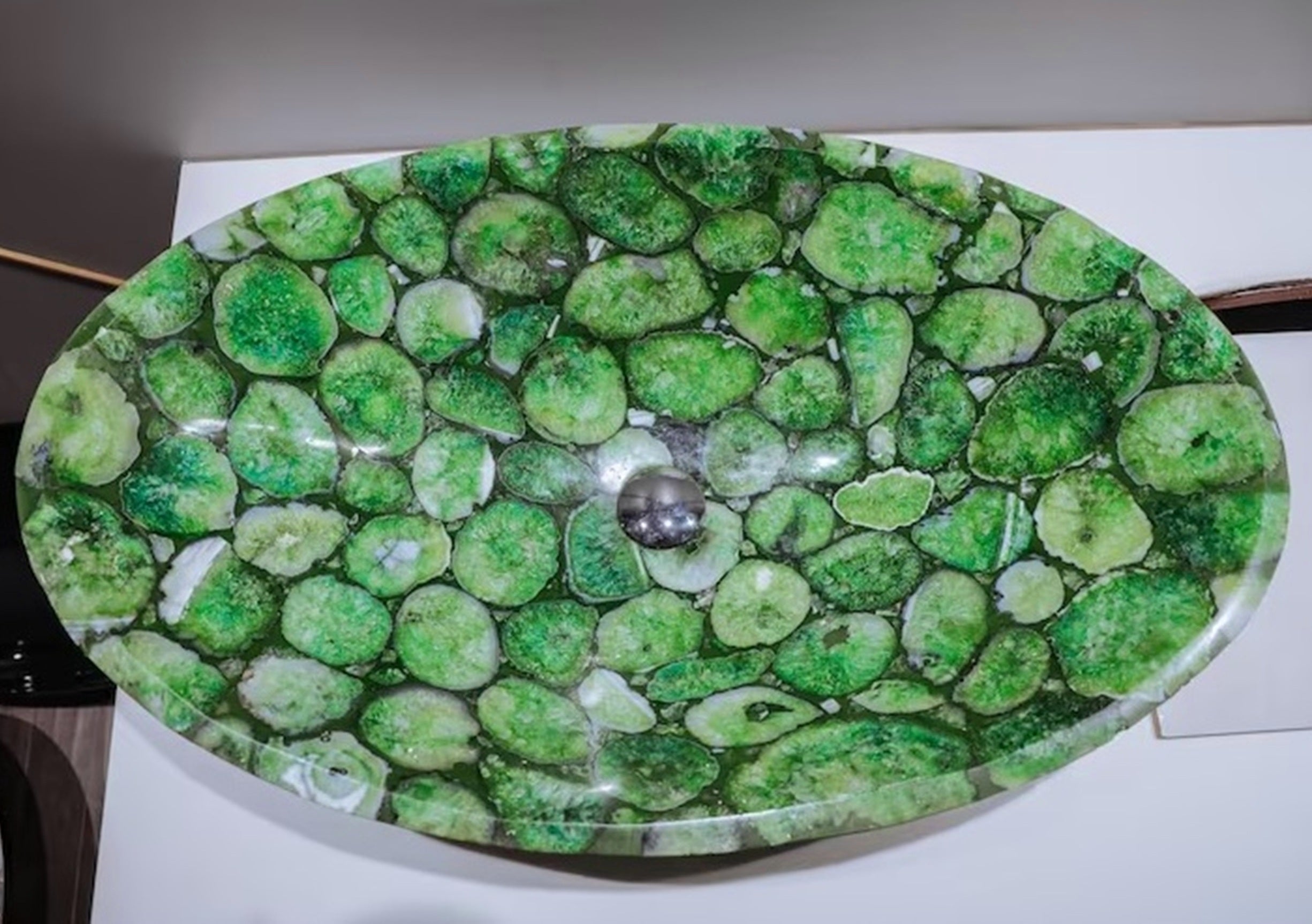 Green Agate Counter Top Simk , Agate Handwash Bowl 