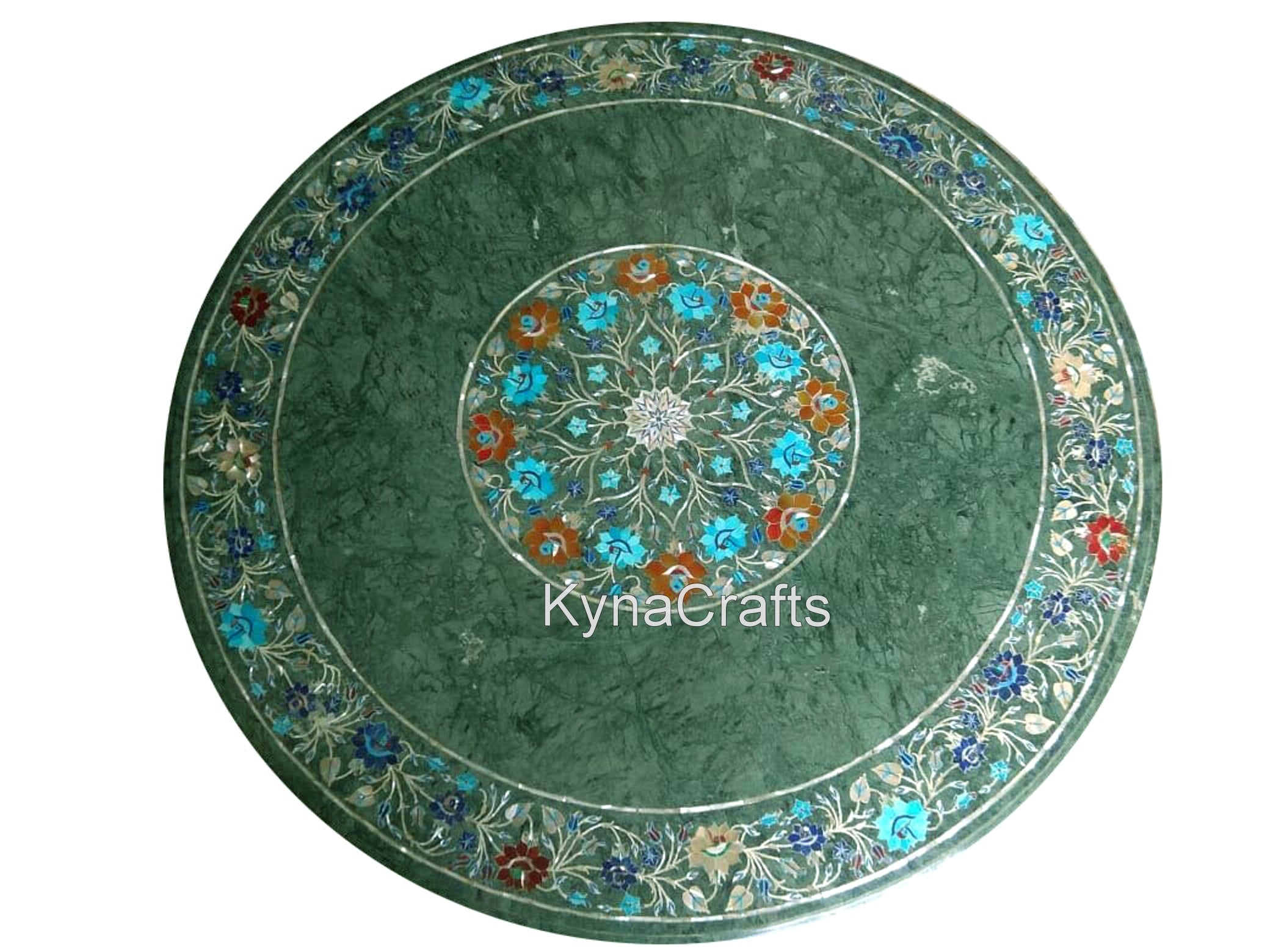 Floral Art Table Top, Turquoise Table Top