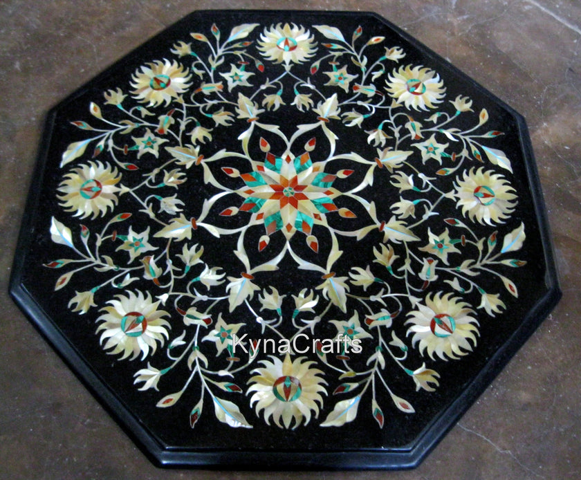 Black Marble Table , Handmade Table Top, Side Decor Table 