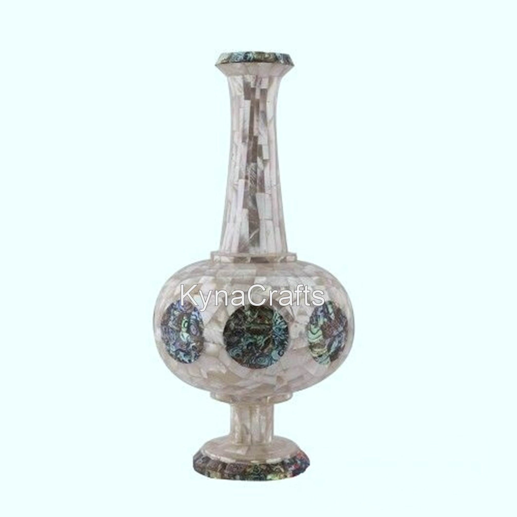 Gemstone Overlay Flower Pot , Marble Flower Vase 